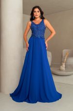 Vestido  Veda Busto Renda Saia Chiffon Rodado - Royal