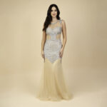 Vestido Grace Importado Paete, Detalhe Lateral e Saia de Tul - Dourado