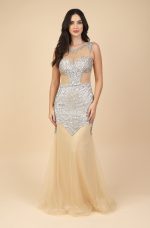 Vestido Grace Importado Paete, Detalhe Lateral e Saia de Tul - Dourado