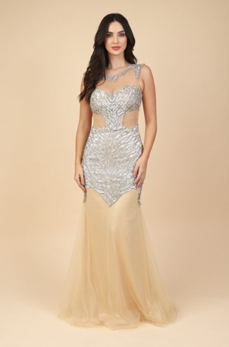 Vestido Grace Importado Paete, Detalhe Lateral e Saia de Tul - Dourado