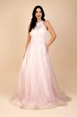 Vestido Alicia Importado Renda Aplicada com Perola, Gola Alt - Rosa