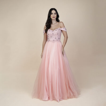 Vestido Isabella Importado Bordado Busto, Ombro A Ombro e Sa - Rosa