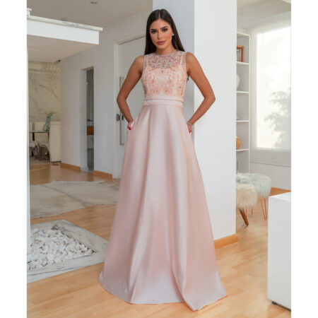 Vestido Katherine Importado Busto Bordado e Saia Levemente R - Coral