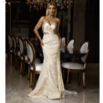 Vestido Josephine Importado Tqc. Cintura Bordada e Saia Sere - Dourado