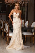 Vestido Josephine Importado Tqc. Cintura Bordada e Saia Sere - Dourado