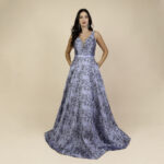 Vestido Lea Importado Jacquard Regata e Saia Rodada - Azul