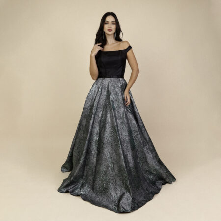 Vestido Brielle Importado Busto Liso e Saia Jacquard - Verde