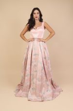 Vestido Kinsley Importado Busto Liso e Saia Rodada Jacquard - Rose