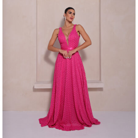 Vestido Ellen 3d Trabalhado e Saia Rodada - Pink