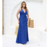 Vestido Dakota Tule Bordado 3d Saia Sereia - Royal