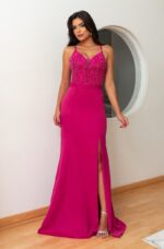 Vestido Margot Renda Busto Alfaiataria Saia Fenda - Pink