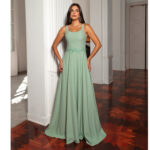 Vestido Ailani Alfaiataria, Pala Bordada e Saia Rodada - Menta