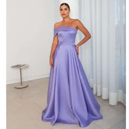 Vestido Nia Zibeline Um Ombro e Saia Rodada - Lavanda
