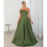 Vestido Nia Zibeline Um Ombro e Saia Rodada - Oliva