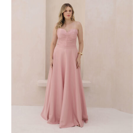 Vestido Paige Alfaiataria Tqc Busto Plissado, Cinto e Saia Rodada - Rose