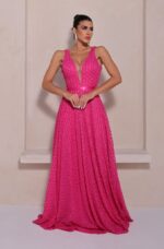 Vestido Ellen 3d Trabalhado e Saia Rodada - Pink