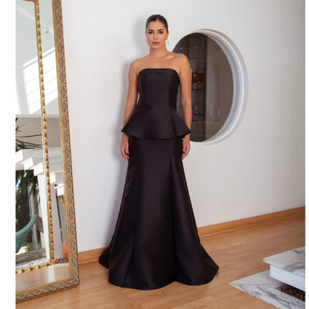 Vestido Palmer Zibeline Tqc, Detalhe Cintura e Saia Sereia - Preto