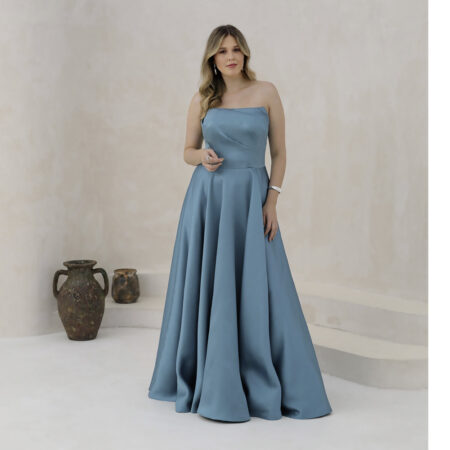 Vestido Evie Zibeline Tqc Prega e Saia Rodada - Topazio