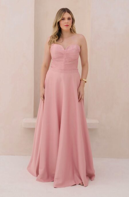 Vestido Paige Alfaiataria Tqc Busto Plissado, Cinto e Saia Rodada - Rose