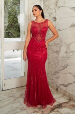 Vestido Brooke Importado Bordado Scissors Bicici - Vermelho