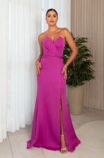 Vestido Amaris Alfaiataria Prega No Busto Tqc e Saia Sereia - Fuchsia