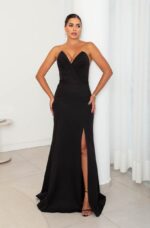 Vestido Amaris Alfaiataria Prega No Busto Tqc e Saia Sereia - Preto