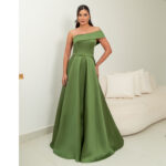 Vestido Lilith Zibeline Um Ombro e Saia Rodada - Oliva