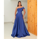 Vestido Lilith Zibeline Um Ombro e Saia Rodada - Royal