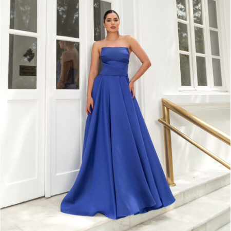 Vestido Harlow Zibeline Tqc com Prega Frontal Saia Rodada - Royal