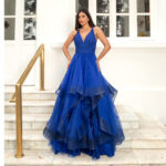 Vestido Hattie Bordado, Alça Dupla e Saia Cascata - Royal