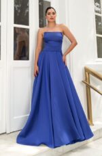 Vestido Harlow Zibeline Tqc com Prega Frontal Saia Rodada - Royal