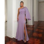 Vestido Samanty Alfaiataria Busto Prega Um Ombro, Capa Detal - Lavanda