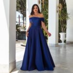 Vestido Kallina Zibeline Ombro Ombro com Saia Rodada - Royal