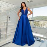 Vestido Aria Zibeline, Busto Bordado e Saia Rodada - Royal