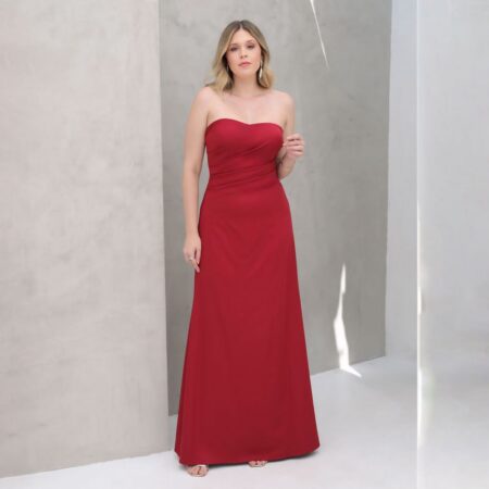 Vestido Esmeral Alfaiataria Prega Frontal e Saia Evasê - Marsala