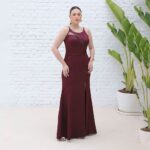 Vestido Rory Paris Busto com Tule Saia Fenda - Marsala