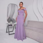 Vestido Solandra Ombro Ombro  Paris Saia Fenda - Lavanda