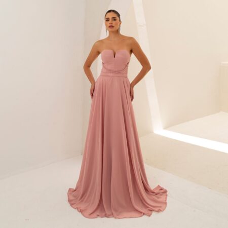 Vestido Rory Chiffon Tqc com Saia Rodada - Rose