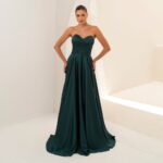 Vestido Jessica Cetim Tqc, Busto Prega e Saia Rodada - Musgo