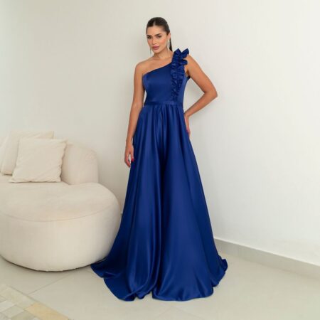 Vestido Melissa Amanda Um Ombro com Saia Rodada - Royal