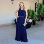 Vestido Nina Chiffon Pala Bordado, Detalhe Manga e Saia Rodada - Marinho