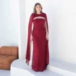 Vestido Skye Chiffon Tqc com Saia Evase - Marsala