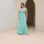 Vestido Leia Chiffon Ombro A Ombro e Saia Rodada - Tiffany