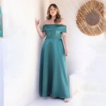 Vestido Paxton Zibeline Ombro A Ombro e Saia Evase - Musgo