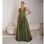 Vestido Mara Zibeline Regata Saia Rodada - Oliva