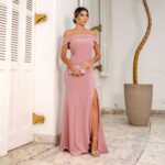 Vestido Saint Alfaiataria Pala Dupla Ombro A Ombro e Saia Fenda - Rose