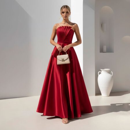 Vestido Aitana Zibeline Tqc Saia Rodada - Vermelho