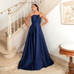 Vestido Aitana Zibeline Tqc Saia Rodada - Marinho