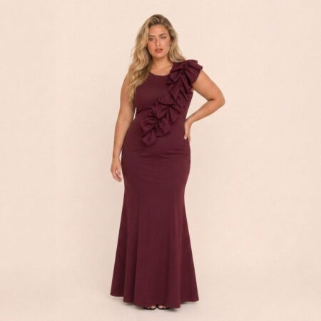 Vestido Rory Alfaiataria Costas Abertas com Saia Fenda - Bordo