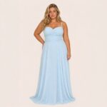 Vestido Astrid Chiffon Franzido com Saia Rodada - Azul Ceu